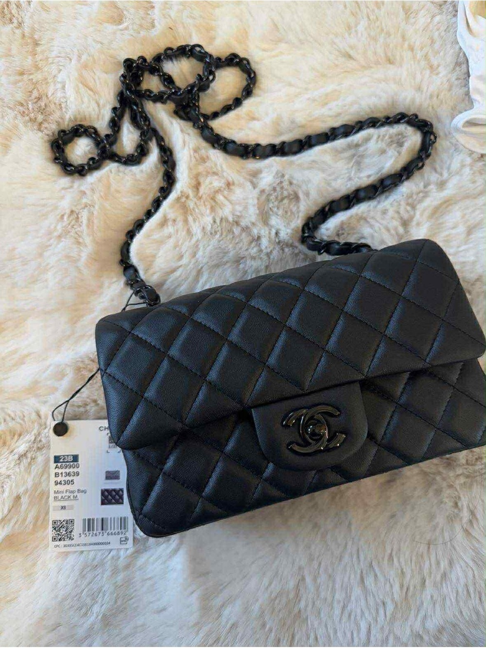 Chanel RARE SO BLACK  Classic Mini Flap Lambskin Black Hardware Handbag